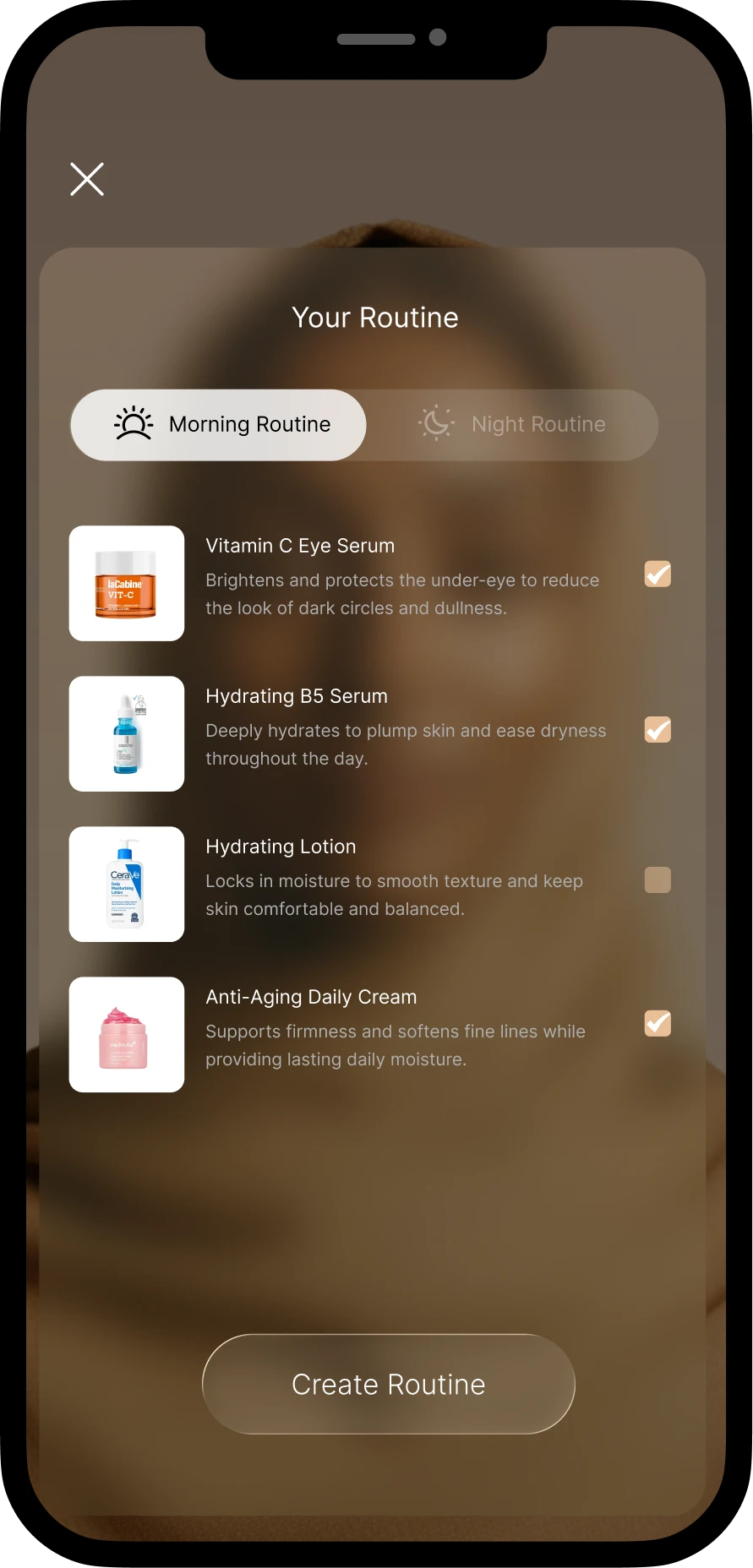 Routine screen - AM/PM plan
