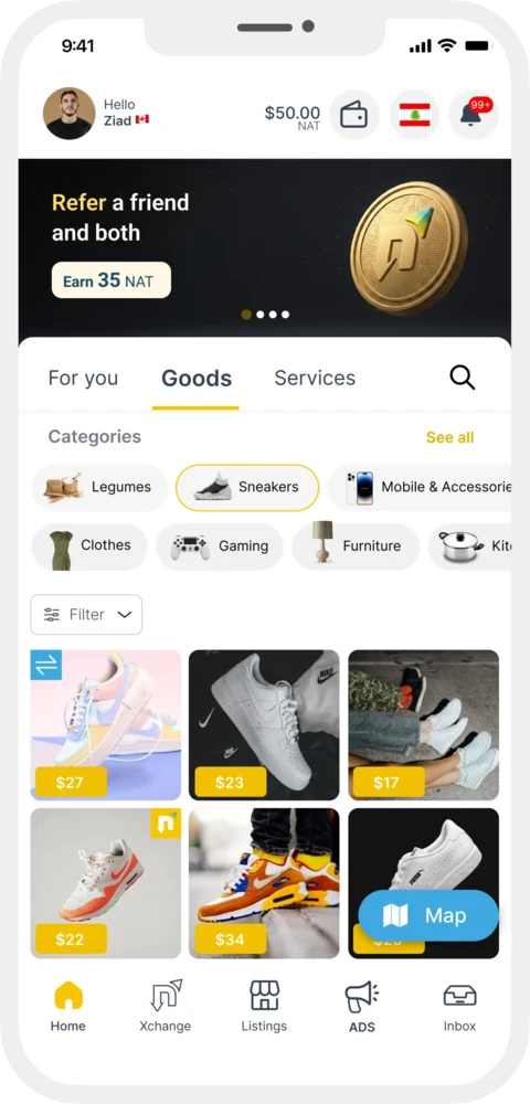 Nazzela home discovery screen