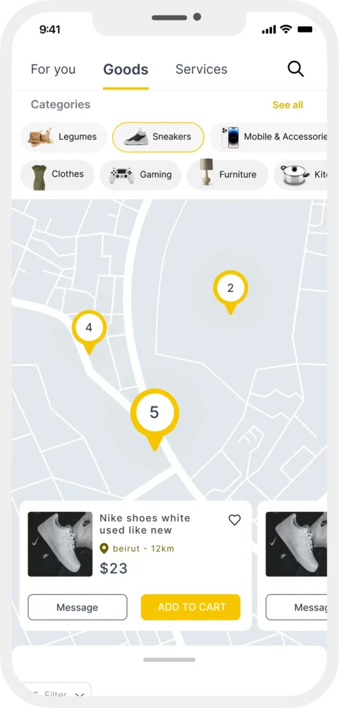 Nazzela map search screen