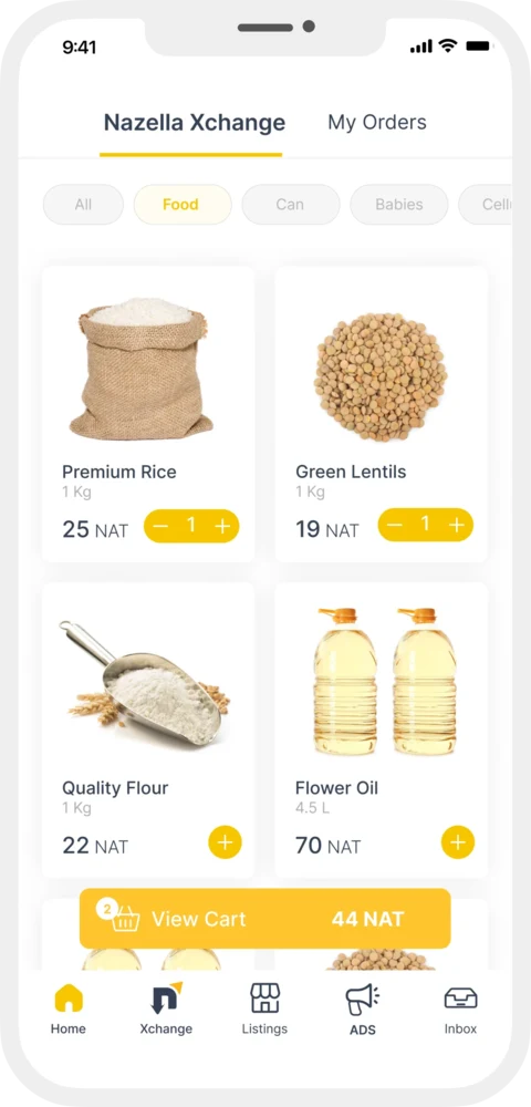 Nazzela food marketplace screen