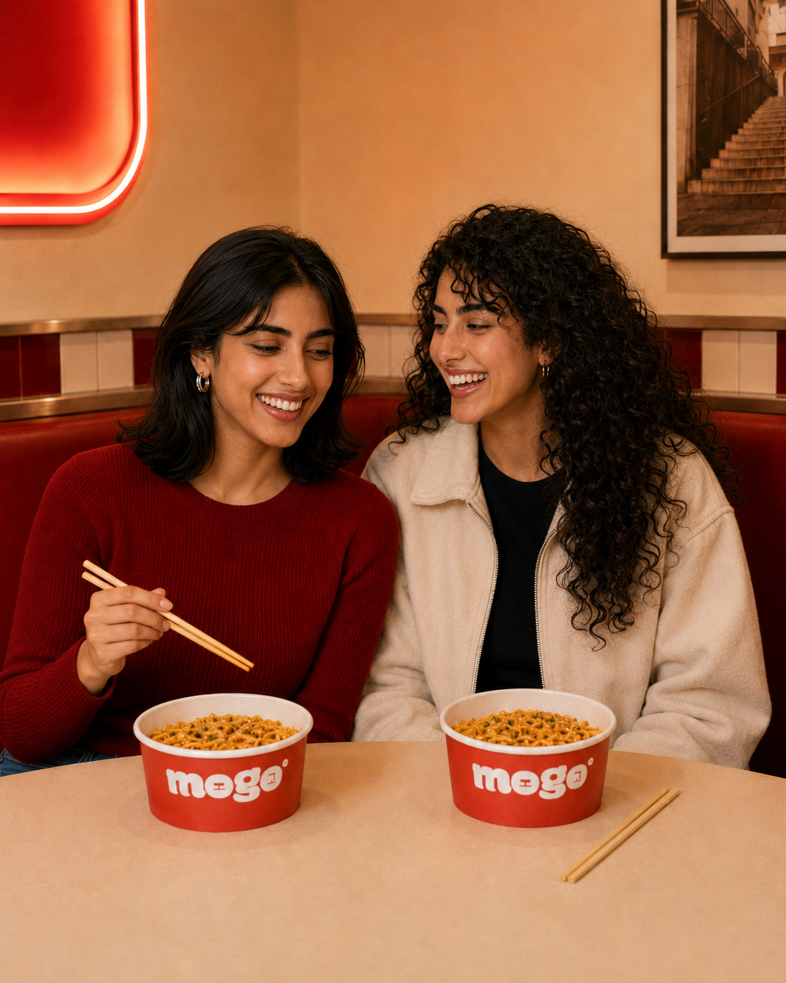 MOGO campaign scene of the group laughing together